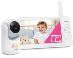 VTech 7" Baby Monitor with IPS Screen, Pan Tilt Zoom Camera, No WiFi Video Baby Monitor, Multi-Color Night Light, 2-Way Talk, Lullabies, Long Battery Life Long Range: Advanced HQ Max Blue - Smart Baby Monitors
