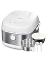 TOSHIBA Induction Heating Rice Cooker - Low Carb, Low Sugar, Digital Steamer, 5.5 Cups (Uncooked), 8 Cooking Functions, 24H Timer & Auto Keep Warm, Silvery white - Premium Rice Cookers