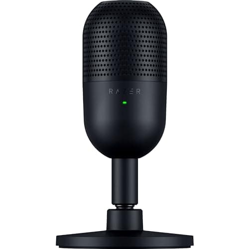 Razer Seiren V3 Mini USB Microphone: Condenser Mic - Supercardioid Pickup Pattern - Tap-to-Mute Sensor with LED Indicator - Shock Absorber - Ultra Compact - PC, Discord, OBS Studio, XSplit - Black - Creator Audio