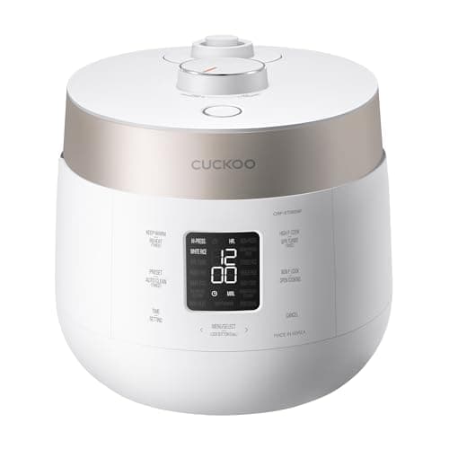 CUCKOO Twin Pressure Rice Cooker 6-Cup Uncooked / 12-Cup Cooked with Nonstick Inner Pot, Versatile Rice Maker & Warmer with 16 Menu Options, Open Cooking Mode, Voice Guide, White (CRP-ST0609FW)