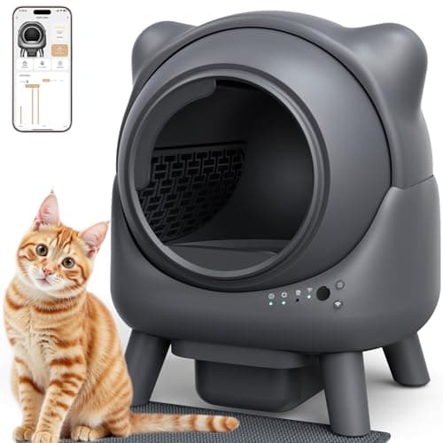 FEELNEEDY Self Cleaning Litter Box, Automatic Litter Box, FEELNEEDY Odor Control Robot, Cat Ears Design, 65L APP Real-Time Monitor, Cat Litter-Boxs for Multiple Cats, Safety Sensors, with 1 Trash Bag - Smart Pet Tech