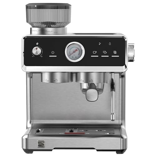 Koolatron Kenmore Espresso Machine - Automatic Coffee Maker With Auto Tamper, Auto Cleaning, Milk Steamer & Frother, Bean Grinder, Make Professional Barista Style Cappuccino, Latte, Stainless Steel - Home Espresso Machines