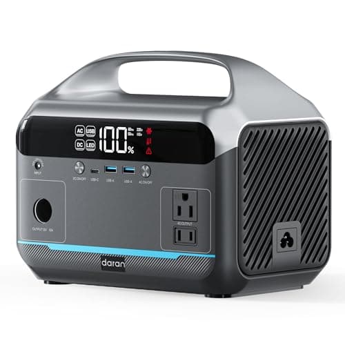 DaranEner Portable Power Station 600W, 288Wh LiFePO4 Battery Backup Power w/2×600W AC Outlets (1200W Surge), 2.2H Fast Charging, Solar Generator for Outdoor Camping/RVs/Home Emergency (Solar Optional)