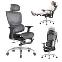 LarkLeaves Office Chair with Footrest, Ergonomic Chair with 3D Headrest, Computer Chair with Adjustable Backrest & 3D Armrest, Gaming Chair with Adaptive Lumbar Support, Mesh Backrest & Cushion, Black - Ergonomics