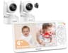 Blemil 6" Baby Monitor with 2 Cameras 4000mAh Battery Upgrade Split Screen Video Baby Monitor No WiFi Remote Pan-Tilt-Zoom Auto-Night Vision 150 Languages ECO Mode 2-Way Talk 1000FT (Ideal Condition) - Smart Baby Monitors