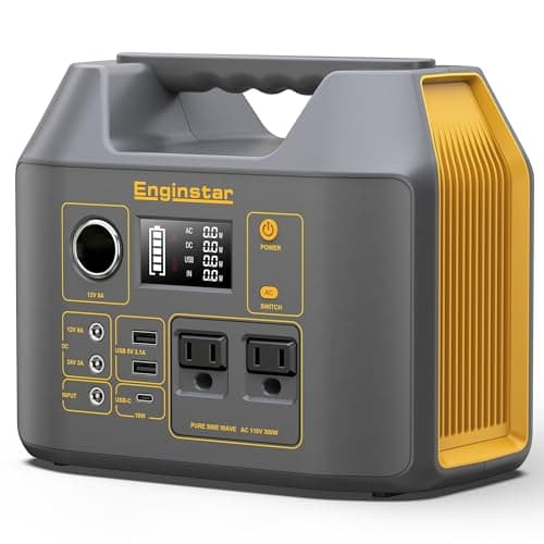 EnginStar Portable Power Station,300W Solar Generator, 110V 296Wh Power Bank Two Pure Sine Wave AC Outlet 80000mAh Lithium Battery Pack for Camping Outdoors Trip RV Hunting Vans Emergency Backup