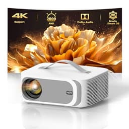 Lisowod [AI Movin 2.0 OS/2000 ANSI/Official-Apps] Outdoor-Projector-4k with WiFi and Bluetooth, 35W DoIby Audio, AI Auto Focus with HDR10+, Lisowod 4k Support Portable Smart Proyector Compatible with Netflix - Home Projectors