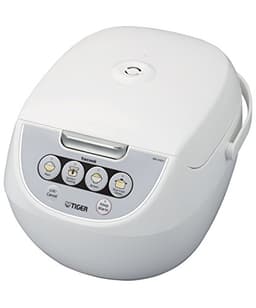 TIGER JBV-A10U 5.5-Cup (Uncooked) Micom Rice Cooker and Warmer with Tacook Food Steamer Cooking Tray Technology, White - Premium Rice Cookers