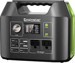 EnginStar Solar Generator, 300W Portable Power Station, 296Wh Lithium Battery Backup w/Two 110V Pure Sine Wave AC Outlet for Camping Road Trip RV, 80000mAh Sufficient Power Supply for Blackout - Portable Power Stations