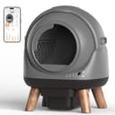 Coziley Self Cleaning Litter Box for Multiple Cats, G1 Automatic Cat Litter Box, Self-Cleaning Robot with Smart APP Control and Health Monitoring, Includes 2 Roll Trash Bag and Litter Mat, Grey - Smart Pet Tech