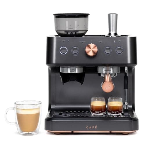 Café Bellissimo Semi Automatic Espresso Machine + Milk Frother | WiFi Connected| Built-In Bean Grinder, 15-Bar Pump & 95-Ounce Water Reservoir | Matte Black, C7CESAS3RD3 - Home Espresso Machines