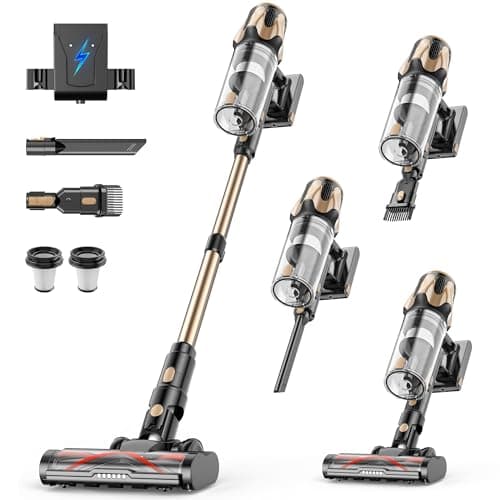 Tikom V850 Cordless Vacuum Cleaner for Home, 50000Pa/550W 70Mins Stick Vacuum with LED Touch Screen, 1.8L Dust Cup, Charging Wall Dock, Anti-Tangle, Lightweight Vacuum for Pet Hair, Hard Floor, Carpet - Cordless Stick Vacuums