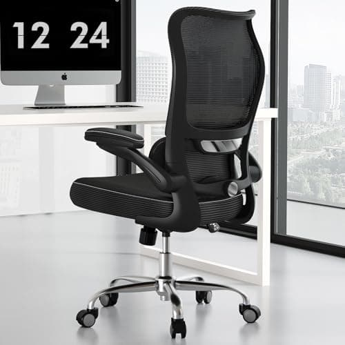 TRALT Ergonomic Office Chair - Desk Chair with Wave High Back Adjustable Lumbar Support Computer Chair - Gaming Chairs Mesh Backrest and PU Leather Seat for Home Reading Chairs to Adults(Black)