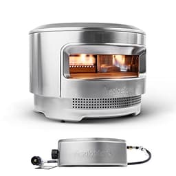 Solo Stove Pi Pizza Oven, Wood & Gas Burner | Incl. Stainless Steel Outdoor Maker, Burning Assembly, Burner, Cordierite Stone (13 mm thick), H: 15.125 in x Dia: 20.5 in, 30.5 lbs, silver - Portable Pizza Ovens
