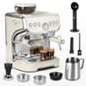 Amaste Espresso Machine with Grinder, 15 Bar Espresso Machine with Steam Wand for Latte and Cappuccino, 68Oz Water Tank, Pre-Infuse Brewing, Espresso Coffee Maker for Home Use, Barista Kit, White - Home Espresso Machines