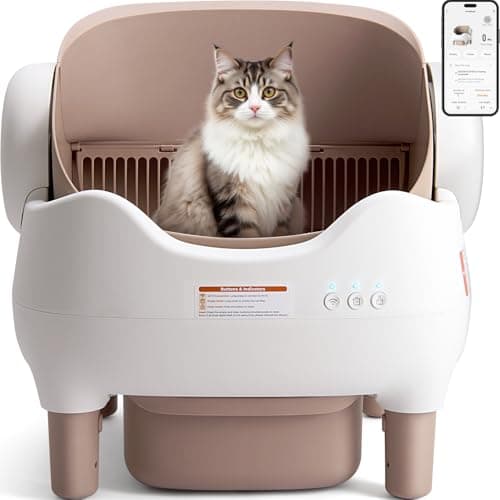 KITPLUS Self Cleaning Litter Box, Automatic Cat Litter Box with APP Control, Odor-Free Waste Disposal Includes Trash Bags, Large Waste Bin, Open-Top, for Multiple Cats - Smart Pet Tech