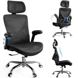 Ergalithic Ergonomic Office Chair-Computer X-Shaped Chair Mesh PU Leather with Adjustable Lumbar Support-Executive Desk Chair High Back with Headrest Flip-Up Arms for Long Hours (Black) - Ergonomics
