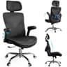 Ergalithic Ergonomic Office Chair-Computer X-Shaped Chair Mesh PU Leather with Adjustable Lumbar Support-Executive Desk Chair High Back with Headrest Flip-Up Arms for Long Hours (Black) - Ergonomics