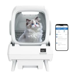 FRCFRC Automatic Cat Litter Box Self Cleaning - App Control, Cat Toilet Records, Suitable for Big Cats, Medium Cats, Kittens and Multi-Cat Families, Anti-Pinch, Low Noise【Assembly Required】- White - Smart Pet Tech