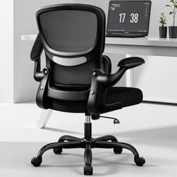 BESTFAIR Office Chair Ergonomic Desk Chair, Breathable Mesh Comfy Chair with Lumbar Support, Computer Chair, Home Desk Chair with Flip-up Armrests, Gaming Chair for Adults Home Office (Black) - Ergonomics