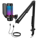 TONOR Gaming Microphone Set with Boom Arm, Vocal Condenser Microphone for PC with Stand, USB Mic with controllable RGB Light, One Tap Mute, Volume Control, for Discord, Twitch Streaming, TC310+ - Creator Audio