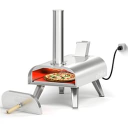 BIG HORN OUTDOORS 12" Dual Fuel Pizza Oven – Electric & Wood Pellet, Indoor & Outdoor High-Temp Pizza Maker (1000°F) with Pizza Stone for Wood-Fired Flavor - Portable Pizza Ovens