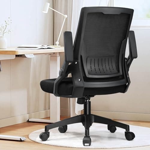 GTRACING Ergonomic Office Chair with Flip-up Armrests Executive Computer Chair for Home Office, Breathable Mesh & Comfy Lumbar Support, Black - Ergonomics