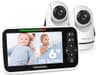 HelloBaby Video Baby Monitor with Upgraded 6” IPS Large Screen, Split Screen with 2 Cameras, Night Vision and Temprature Monitoring, Remote Pan-Tilt-Zoom Camera, No-WiFi - Smart Baby Monitors