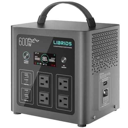 LIBRIDS Portable Power Station C600, 640Wh LiFePO4 Battery, 600W (Peak 1200W) Solar Generator, 1.5H Fast Charge, 10ms UPS, 8 Ports(4 AC) for Camping, Home Backup & Outages