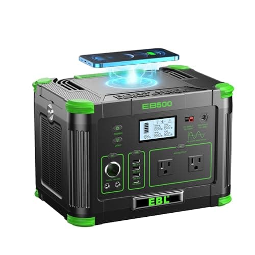 EBL Portable Power Station 500w(Peak 1000W), Camping Solar 519.48Wh Outdoor