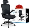 Oline ErgoAir Ergonomic Office Chair – Adjustable Lumbar Support, Flip-Up Armrests, Mesh Computer Desk Chair, Swivel Rolling Executive Gaming Chair for Home & Office (Black) - Ergonomics