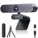DEPSTECH Webcam 4K, Zoomable Webcam with Microphone and Remote, Equipped with Sony Sensor, 3X Digital Zoom, Noise-Canceling Mics, Auto-Focus Computer Camera for PC/Mac/Laptop/Zoom/Teams/OBS/Google - 4K Webcams