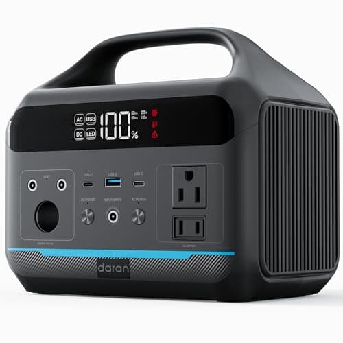 DARAN Portable Power Station 600W(1200W Surge) - 288Wh Solar Generator LiFePO4 Battery with AC DC Outlets, 8.3LB Portable Charging Station for Camping, RV, Home, Emergency (Solar Optional)