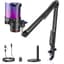 ZealSound Gaming Microphone for PC/Mac/iPhone/Phone – 192kHz/24-bit Podcast Mic with Noise Reduction, Tap-to-Mute, Gain, Monitoring, Boom Arm, Pop Filter, RGB Lighting for Streaming, Gaming, Recording - Creator Audio