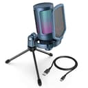 FIFINE Gaming Streaming USB PC Microphone for Mac OS/Windows, AmpliGame Condenser Cardioid Mic with RGB for Video Vocal Recording Twitch Discord, Gamer Computer Mic-Blue - Creator Audio