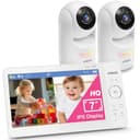 VTech Advanced HQ Max Twin 7" Digital Video 2-Cameras Baby Monitor with Pan Tilt Zoom, Long Battery Life 5000mAh, IPS Screen, Adaptive Multi-Color Night Light, 2-Way Talk, HQ Display, No WiFi, White - Smart Baby Monitors