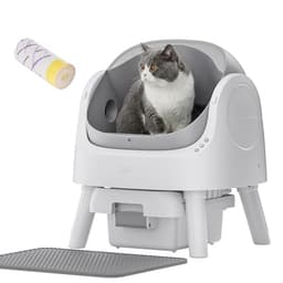 PetPivot Self Cleaning Cat Litter Box, Safety Sensor and Open Top Design for Multiple Cats, Automatic Cat Litter Box with Liners and Mat Included, Grey - Smart Pet Tech