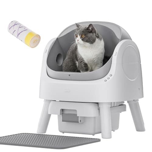 PetPivot Self Cleaning Cat Litter Box, Safety Sensor and Open Top Design for Multiple Cats, Automatic Cat Litter Box with Liners and Mat Included, Grey - Smart Pet Tech