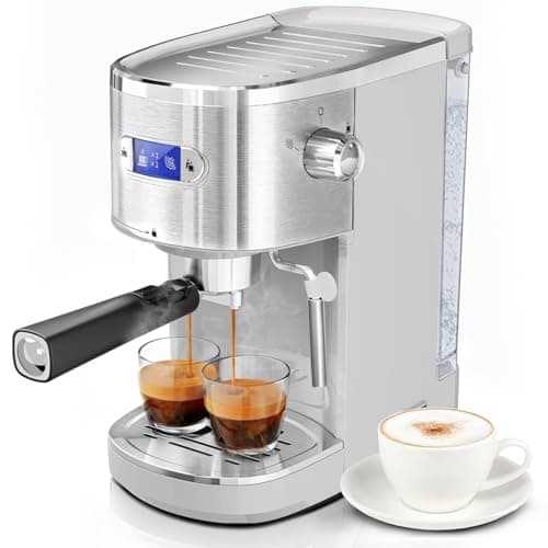 Havato 20 Bar Espresso Machine Semi-Automatic, Professional Coffee Maker with Milk Frother Steam Wand & 45OZ Removable Water Tank, Home Barista System for Cappuccino, Latte, Americano-Stainless Steel-Silver - Home Espresso Machines