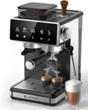 AMZCHEF Espresso Machine with Grinder, 3 Temp 197-205℉ Professional Espresso Machine, 3-10s Pre-Infusion, 20 Grind Settings, Latte Cappuccino Maker Home Barista, Black - Home Espresso Machines