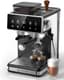 AMZCHEF Espresso Machine with Grinder, 3 Temp 197-205℉ Professional Espresso Machine, 3-10s Pre-Infusion, 20 Grind Settings, Latte Cappuccino Maker Home Barista, Black - Home Espresso Machines