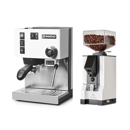 Rancilio Silvia +PID Espresso Machine | Eureka Silenzio 55 Espresso Grinder Bundle (White) - Home Espresso Machines
