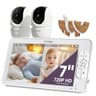 Comfyer 7" HD Split-Screen Baby Monitor with 2 1080P Cameras, 48 Hrs 6000mAh Battery Runs 2 Days in VOX Mode, No WiFi Monitor with a Flexible Bracket, 2 Way Audio, Remote PTZ, Auto Night Vision - Smart Baby Monitors