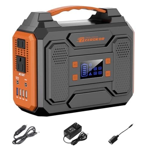 ZeroKor Portable Power Station 300W Solar Generator 280Wh(without Solar Panel), 110V Portable Power Bank with AC Outlet Pure Sine Wave, DC, USB QC3.0, External Battery Power Pack for Camping RV Outdoor Use