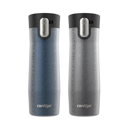 Contigo AUTOSEAL West Loop Vacuum-Insulated Stainless Steel Travel Mug with Easy-Clean Lid 20 oz 2-Pack Crystal Blueberry; Crystal Sake - Engineered Drinkware
