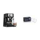 De'Longhi Manual Espresso Machine with 15 Bar Pump, Milk Frother, and 2 Thermo Espresso Glasses black - Home Espresso Machines