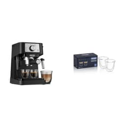 De'Longhi Manual Espresso Machine with 15 Bar Pump, Milk Frother, and 2 Thermo Espresso Glasses black - Home Espresso Machines