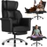 SUNNOW Ergonomic Office Chair with Footrest, Criss Cross Legged Desk Chair with Flip-Up Arm, Wider Thicker Spring Seat, Lumbar Support, Pet-Friendly, Big and Tall High Back Heavy Duty Executive Leather Chair - Ergonomics