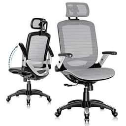 GABRYLLY Ergonomic Office Chair, High Back Home Desk Chair with Headrest, Flip-Up Arms, 90-120° Tilt Lock and Wide Cushion, Big and Tall Mesh Chairs for Man Woman, Grey Task Chair - Ergonomics