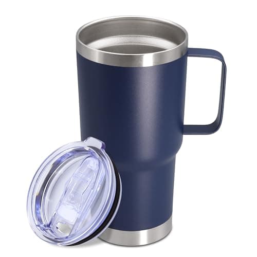 ATQTQ 20 oz Tumbler with Handle and Lid, Stainless Steel Tumbler Insulated Travel Coffee Mug, Spill Proof Double Wall Vacuum Tumbler Cup Keep Drink Hot & Cold, Navy, 1 Pack - Engineered Drinkware